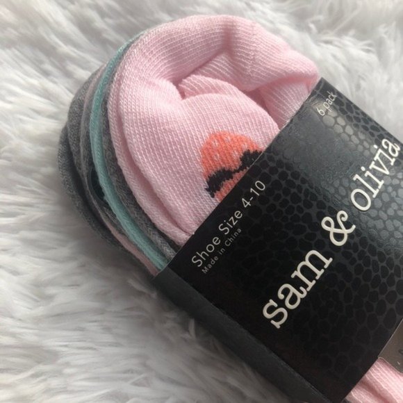 NWT STRAWBERRY GRAY TEAL AMD PINK  6 PACK NO SHOW SOCKS - Picture 3 of 9